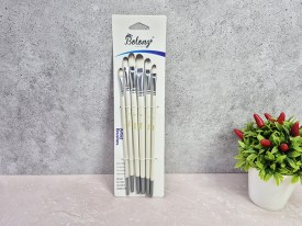 Pack 6 pinceles mgo blanco cerda borde negro BOLONG lengua de gato